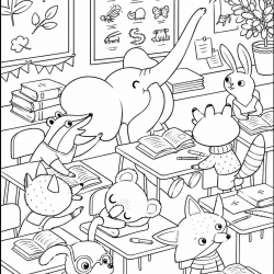 Desenho de Escola para colorir e imprimir: número 2