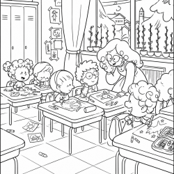 Desenho de Escola para colorir e imprimir: número 3