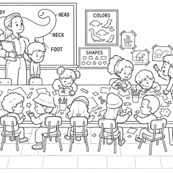 Desenho de Escola para colorir e imprimir: número 4