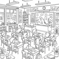Desenho de Escola para colorir e imprimir: número 5
