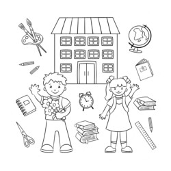 Desenho de Escola para colorir e imprimir: número 17