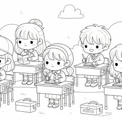Desenho de Escola para colorir e imprimir: número 18