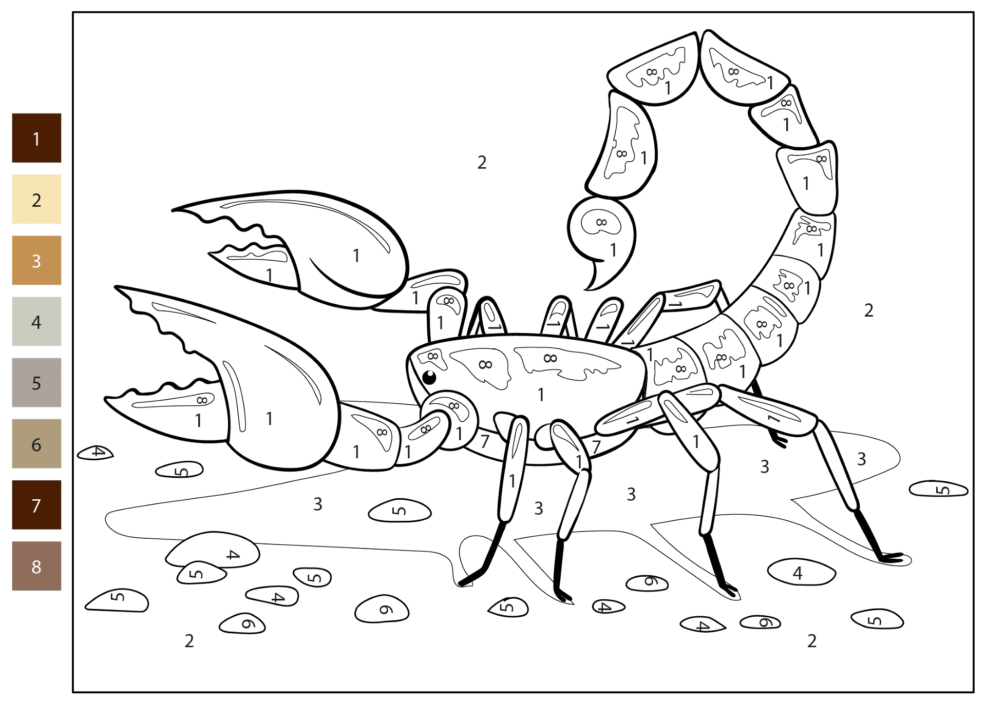 Desenho de Escorpiões para colorir e imprimir: número 10