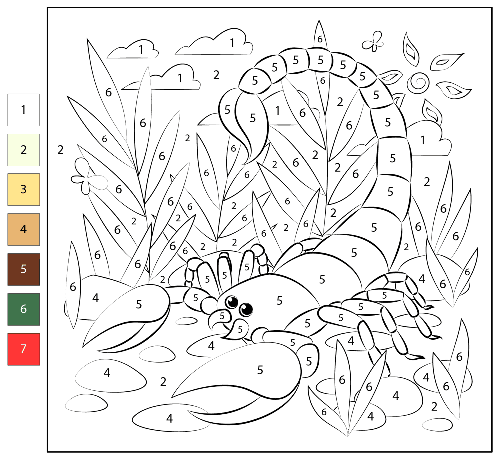Desenho de Escorpiões para colorir e imprimir: número 20
