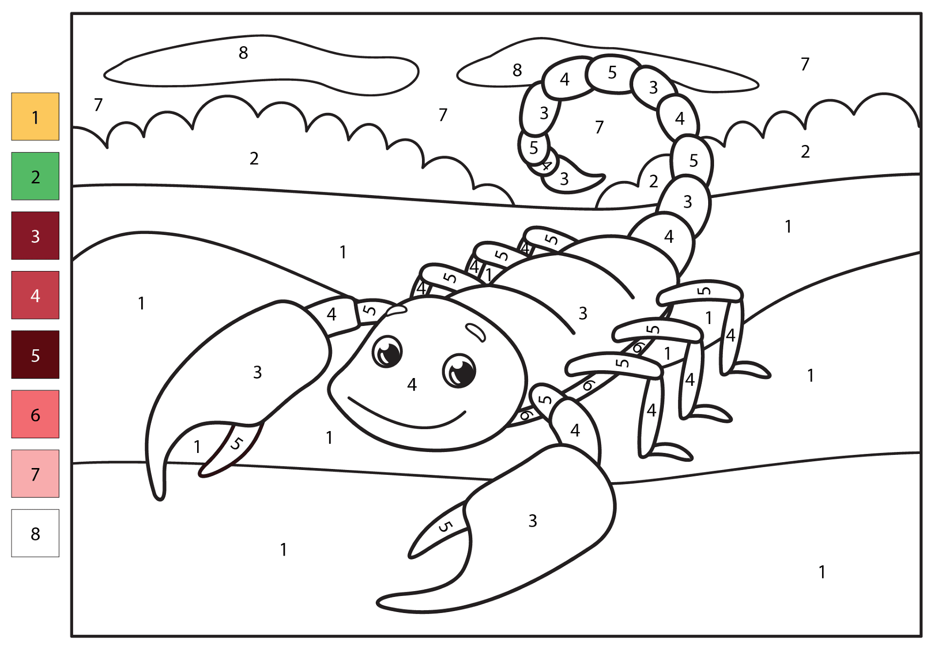 Desenho de Escorpiões para colorir e imprimir: número 31