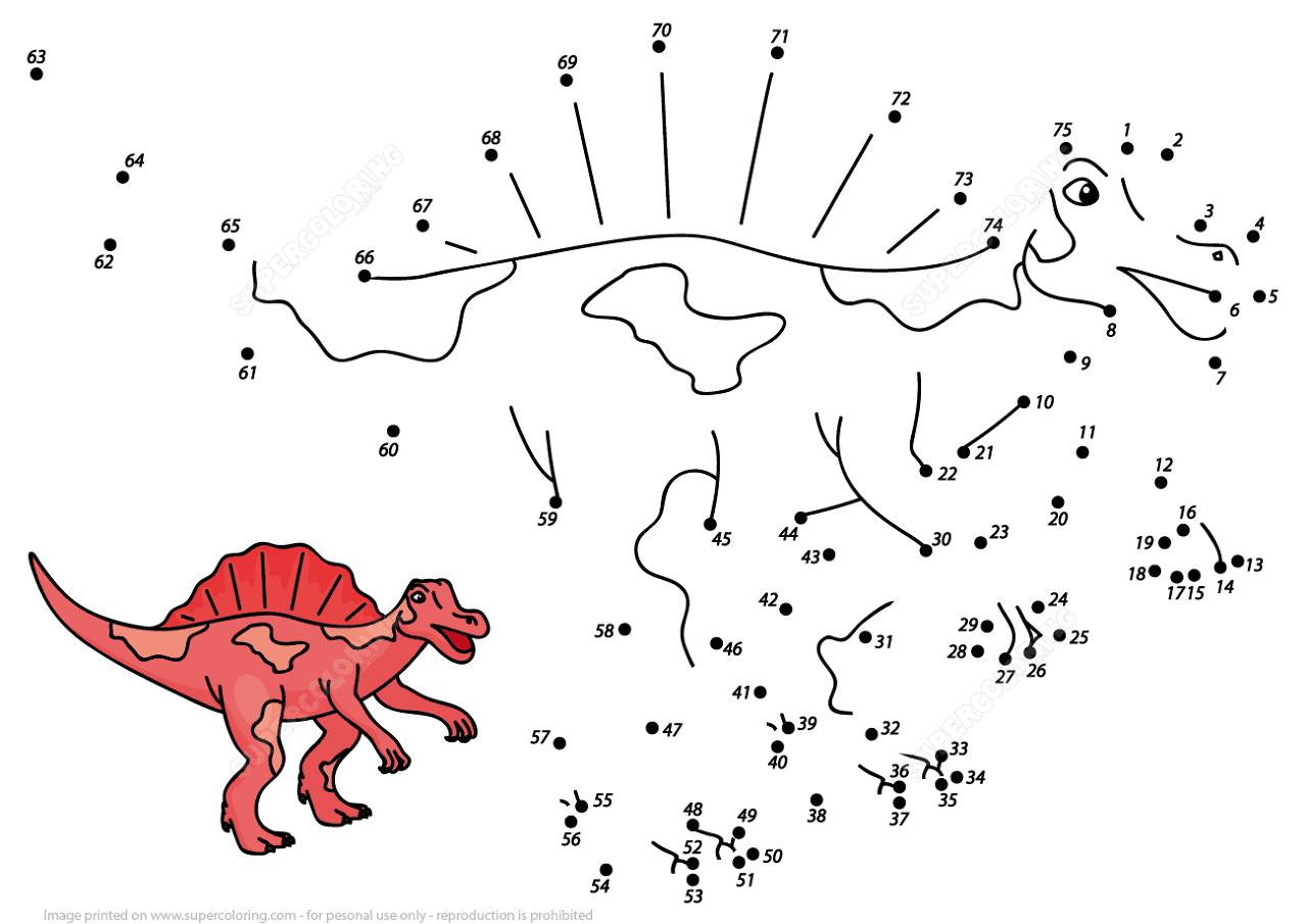 Desenho de Espinossauro para colorir e imprimir: número 7