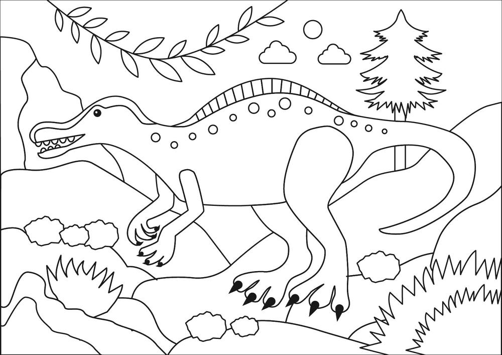 Desenho de Espinossauro para colorir e imprimir: número 9