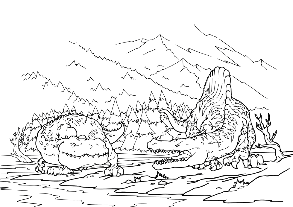 Desenho de Espinossauro para colorir e imprimir: número 10