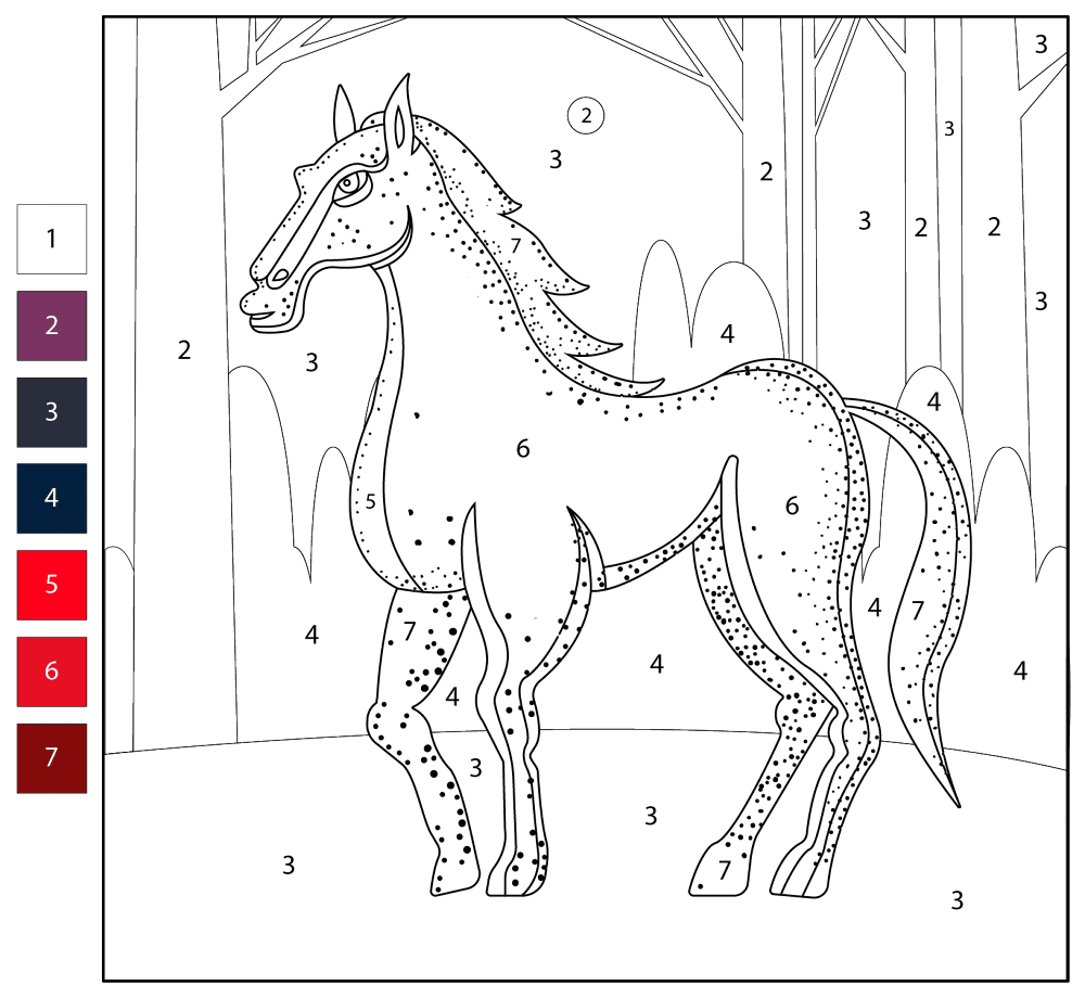 Desenho de Esportes Equestres para colorir e imprimir: número 7