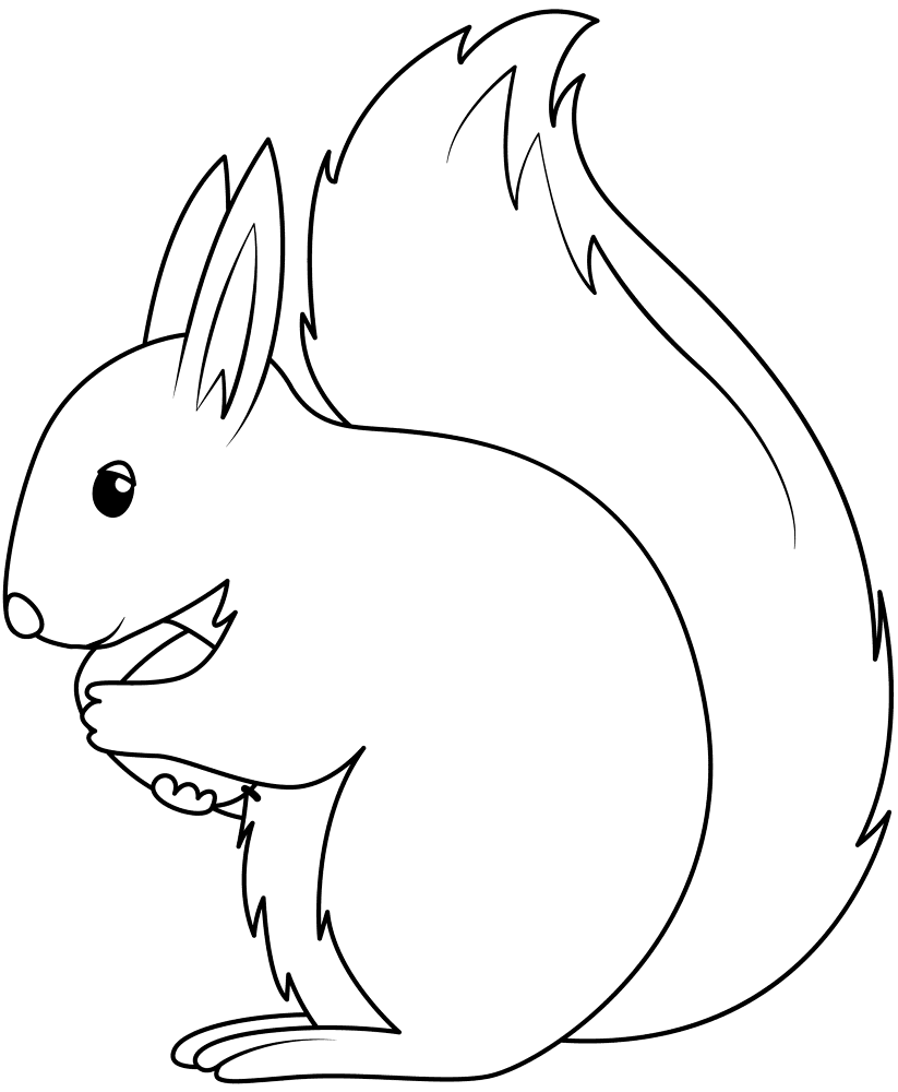 Desenho de Esquilos para colorir e imprimir: número 3