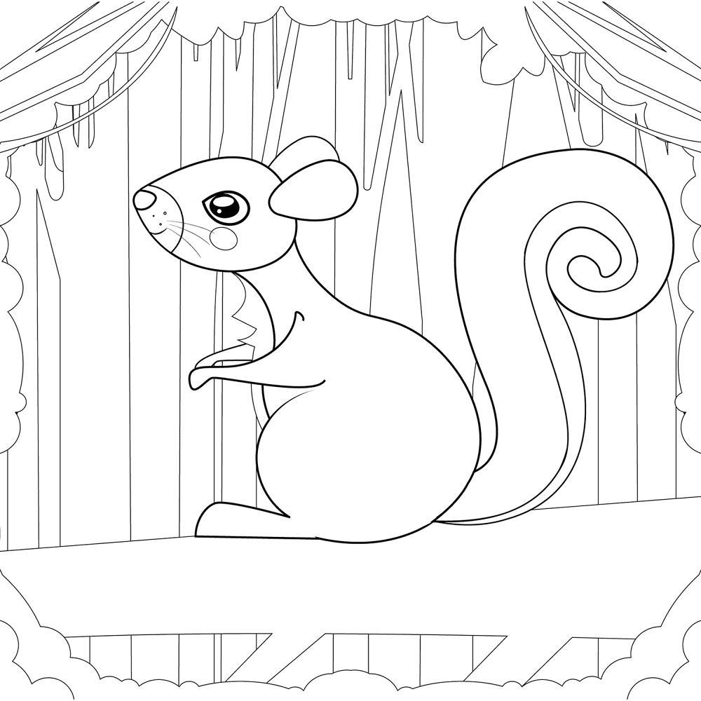 Desenho de Esquilos para colorir e imprimir: número 6
