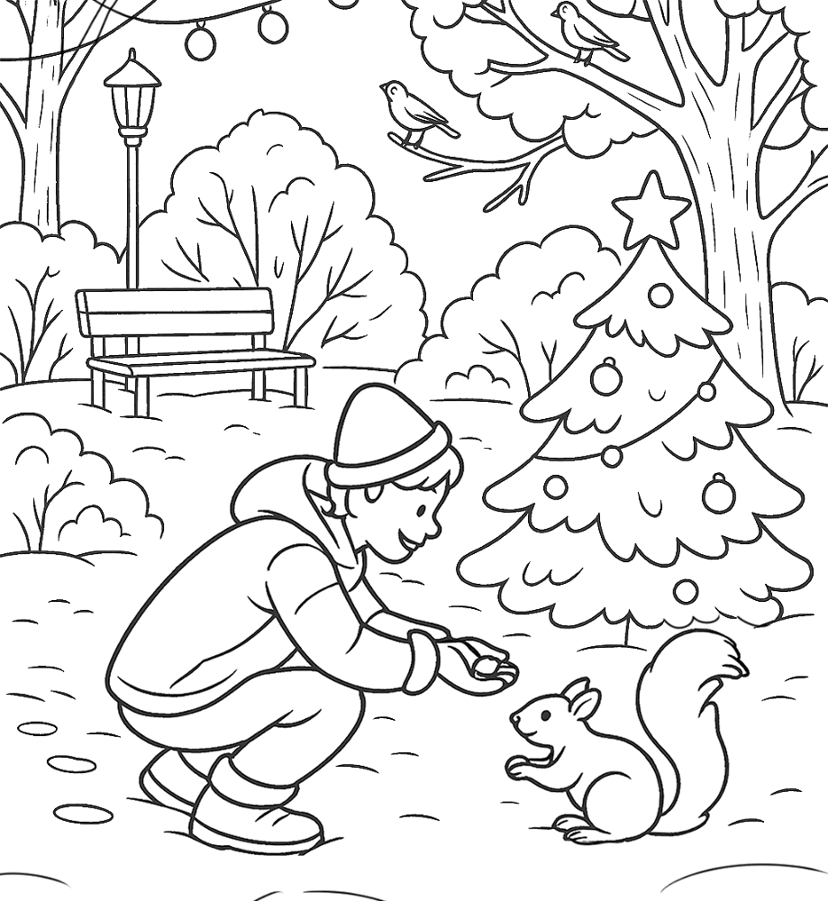 Desenho de Esquilos para colorir e imprimir: número 16