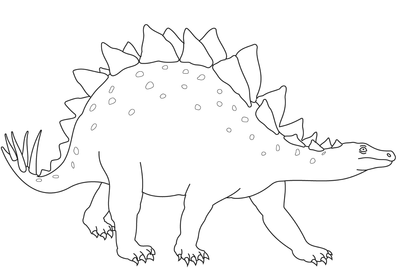 Desenho de Estegossauro para colorir e imprimir: número 1