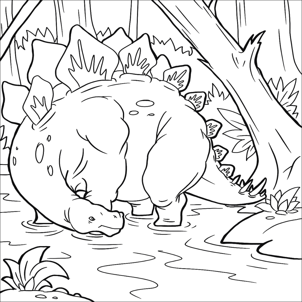 Desenho de Estegossauro para colorir e imprimir: número 5