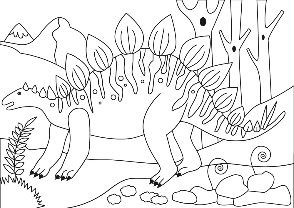 Desenho de Estegossauro para colorir e imprimir: número 6