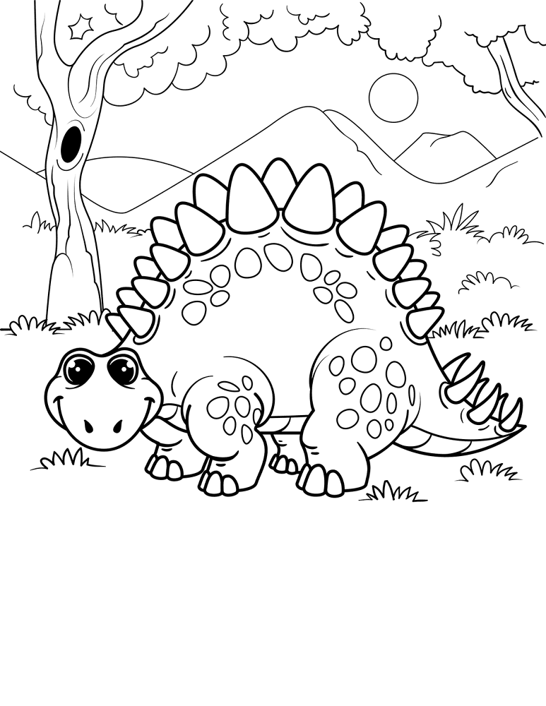 Desenho de Estegossauro para colorir e imprimir: número 13