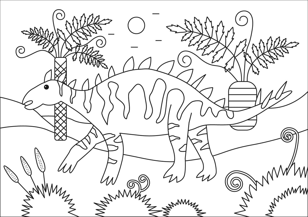 Desenho de Estegossauro para colorir e imprimir: número 16