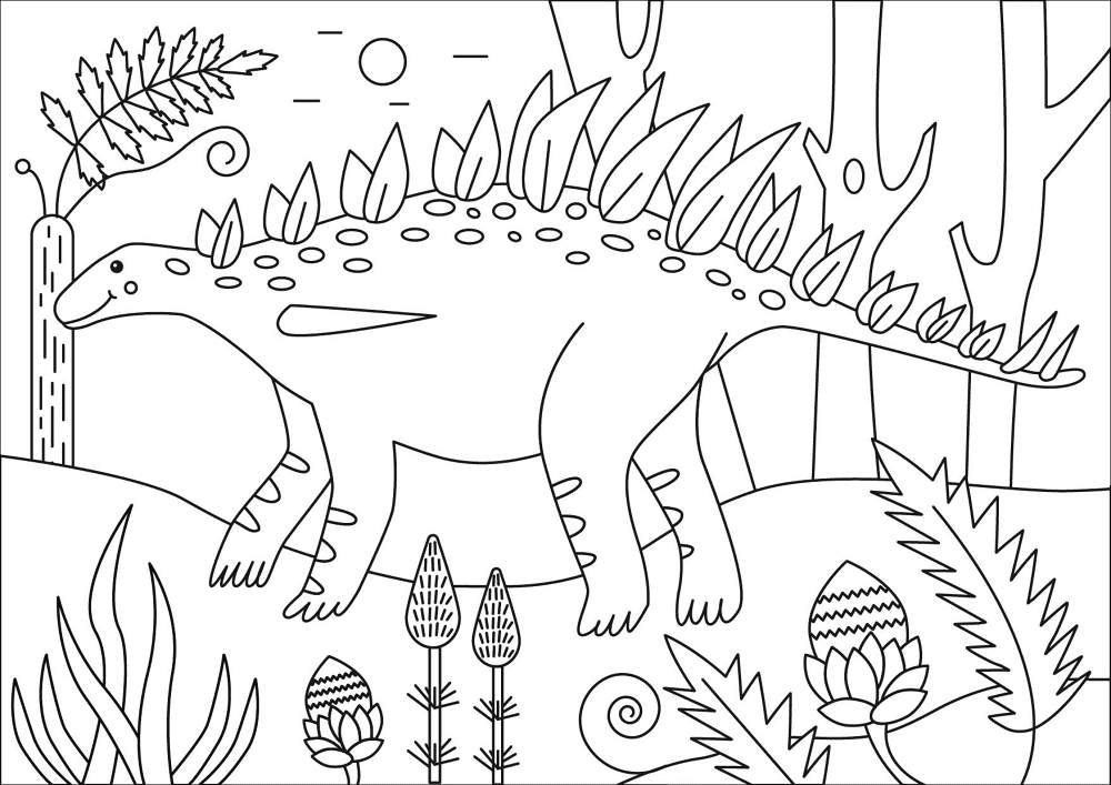 Desenho de Estegossauro para colorir e imprimir: número 17