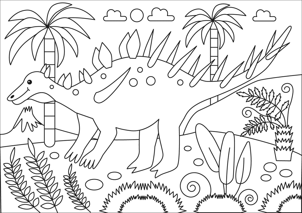 Desenho de Estegossauro para colorir e imprimir: número 18