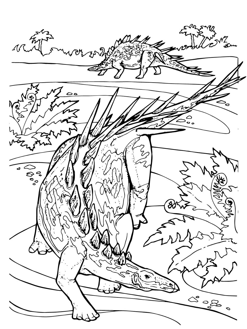 Desenho de Estegossauro para colorir e imprimir: número 19