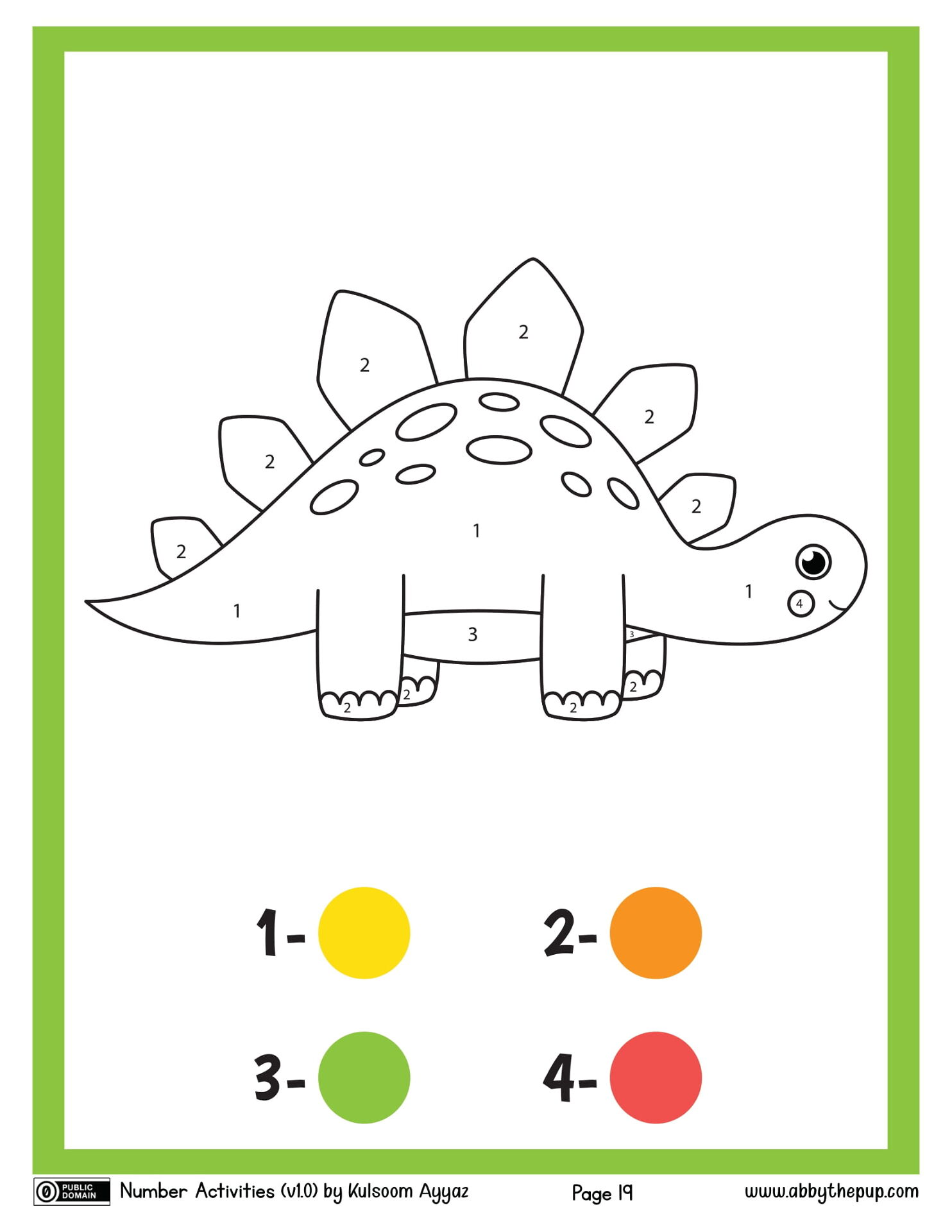 Desenho de Estegossauro para colorir e imprimir: número 20