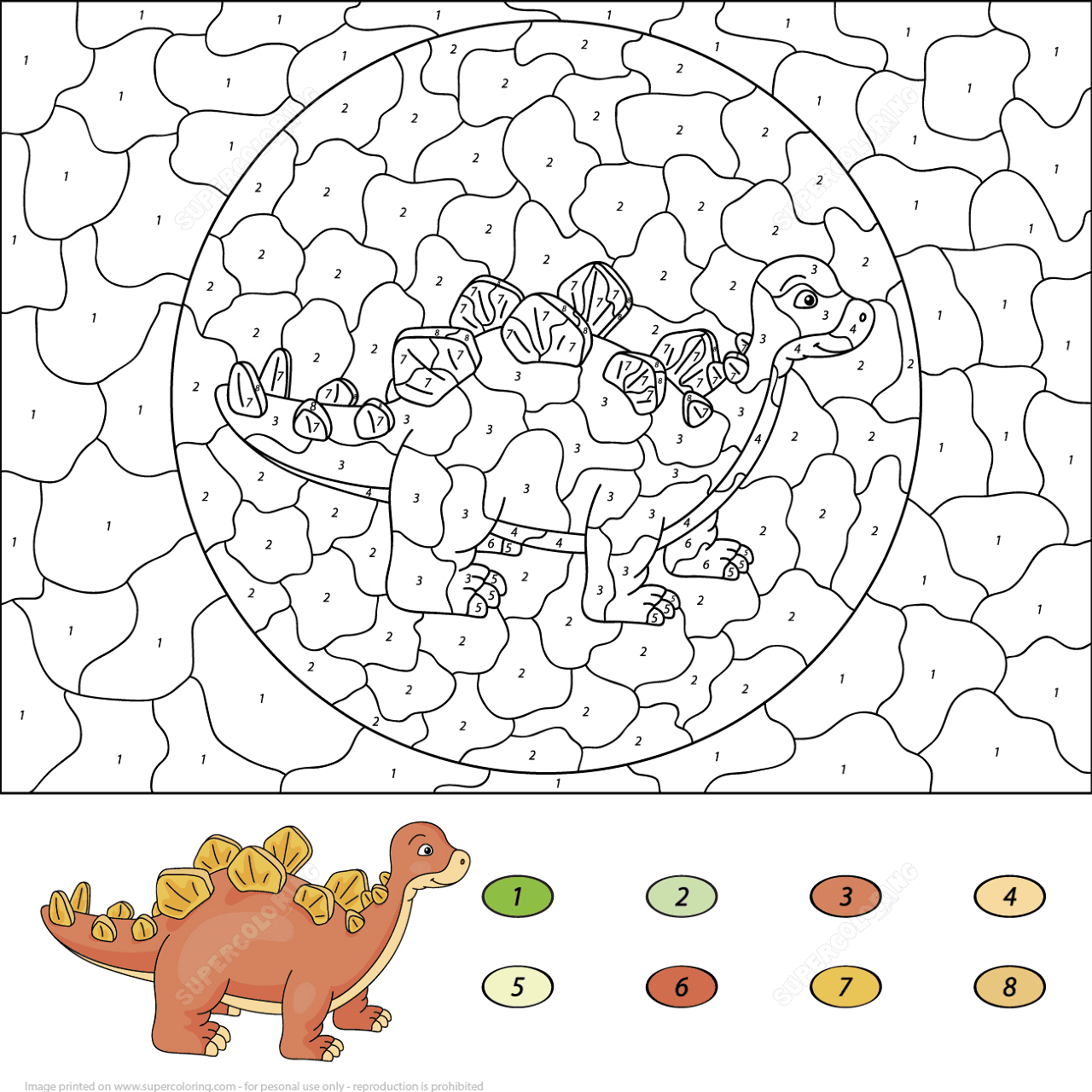 Desenho de Estegossauro para colorir e imprimir: número 27