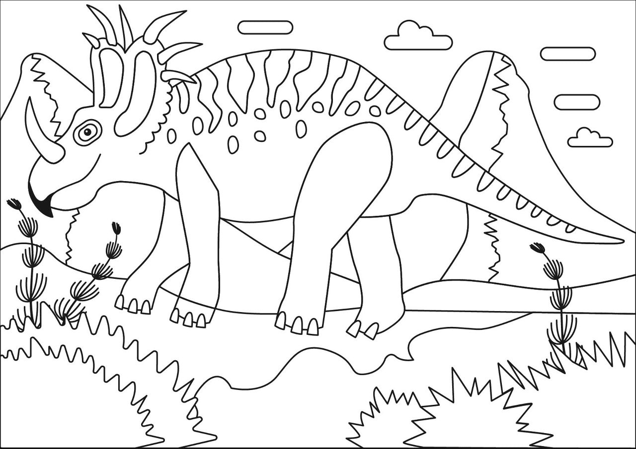 Desenho de Estiracossauro para colorir e imprimir: número 14