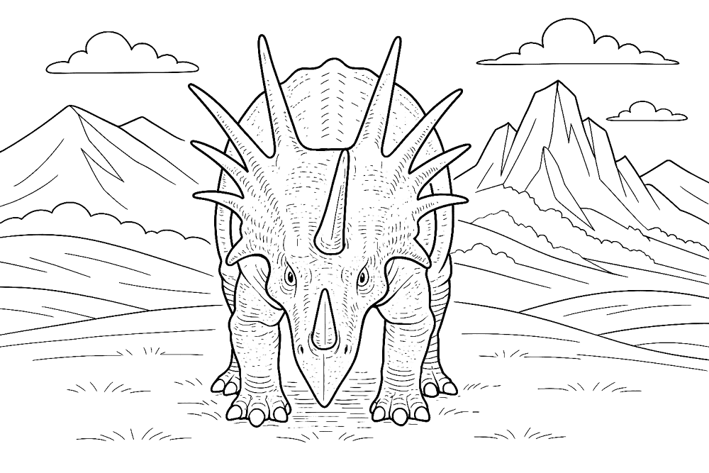 Desenho de Estiracossauro para colorir e imprimir: número 22