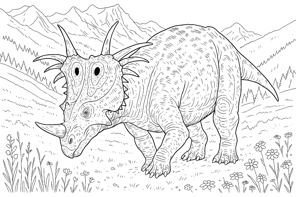 Desenho de Estiracossauro para colorir e imprimir: número 24