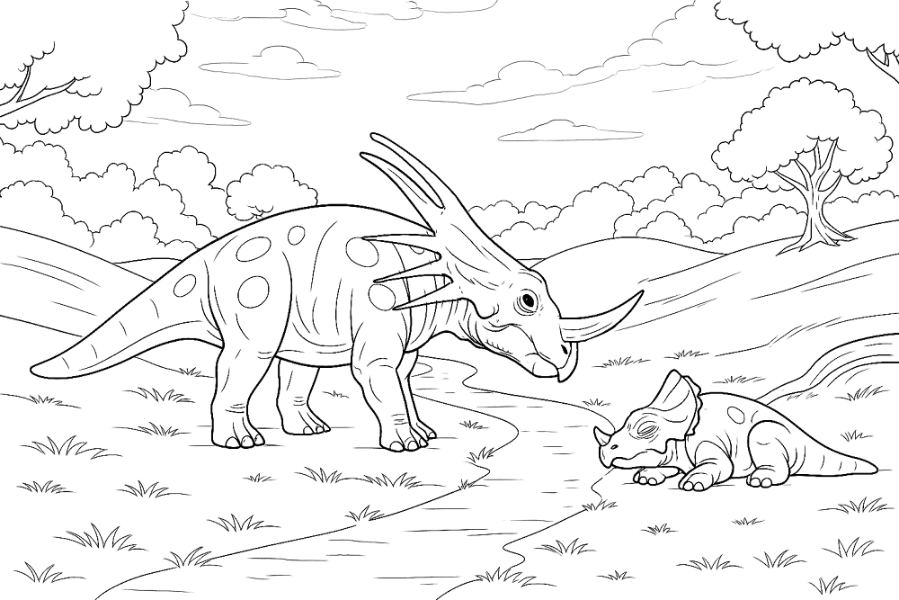 Desenho de Estiracossauro para colorir e imprimir: número 27