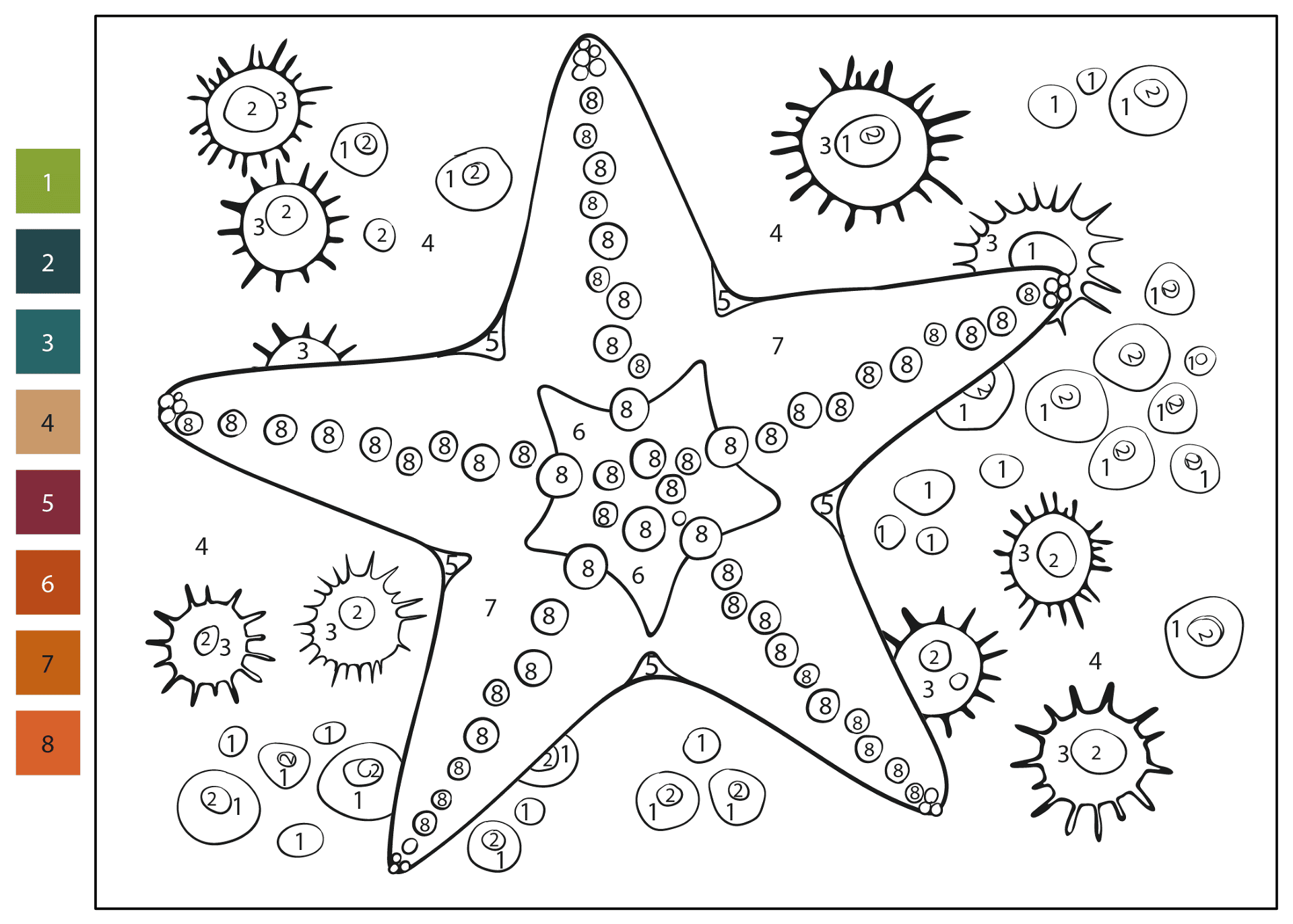 Desenho de Estrela Do Mar para colorir e imprimir: número 9