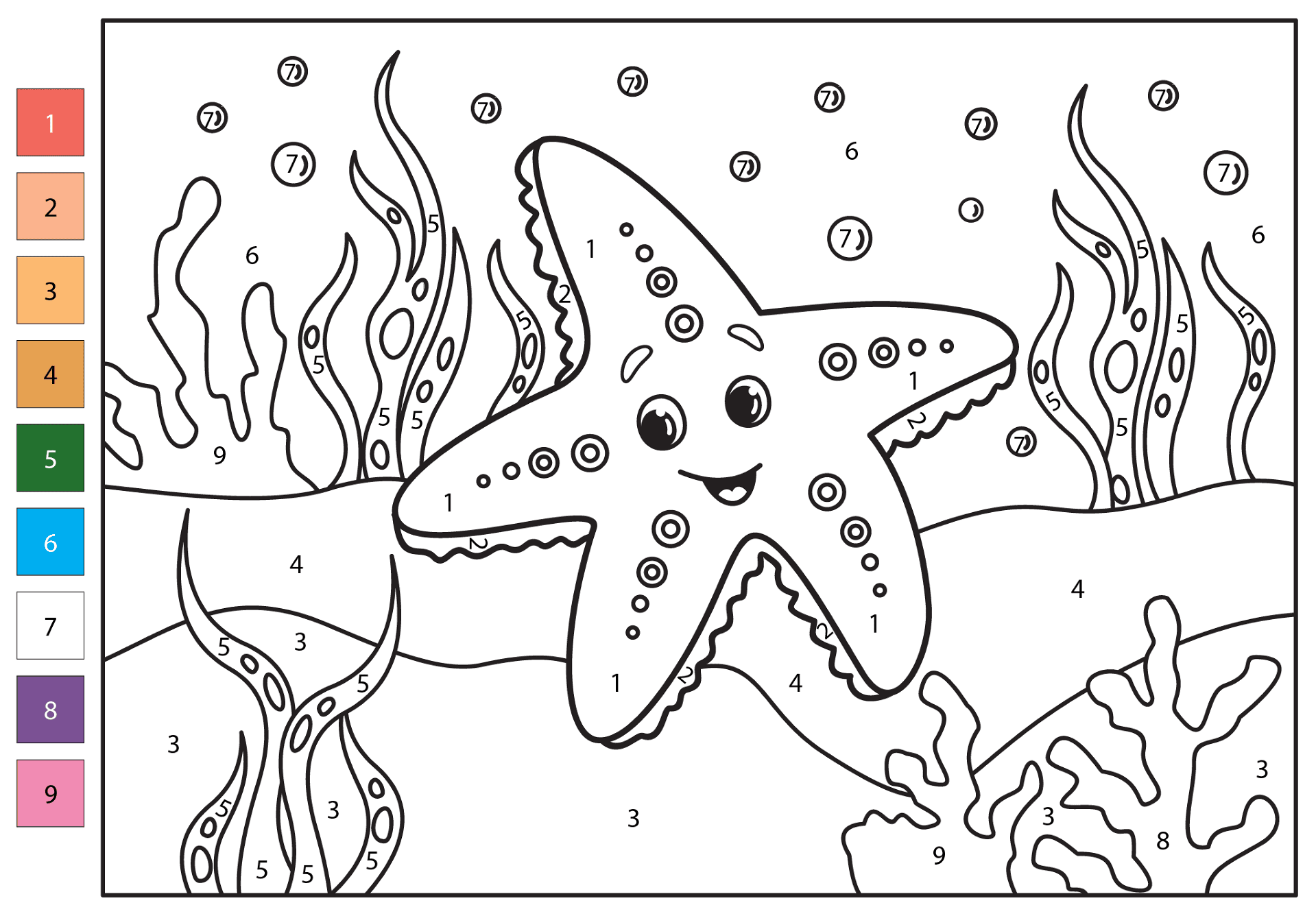 Desenho de Estrela Do Mar para colorir e imprimir: número 38