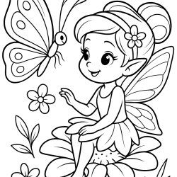 Desenho de Fadas para colorir e imprimir: número 1