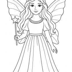 Desenho de Fadas para colorir e imprimir: número 2