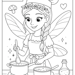 Desenho de Fadas para colorir e imprimir: número 4