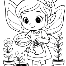 Desenho de Fadas para colorir e imprimir: número 5