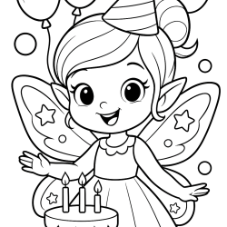 Desenho de Fadas para colorir e imprimir: número 9