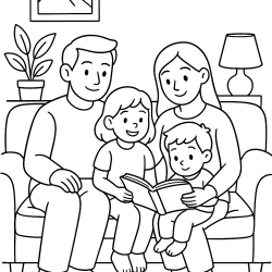 Desenho de Familias para colorir e imprimir: número 1