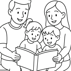 Desenho de Familias para colorir e imprimir: número 3