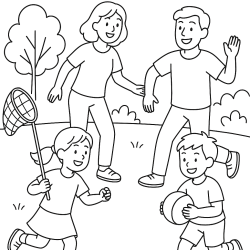 Desenho de Familias para colorir e imprimir: número 4