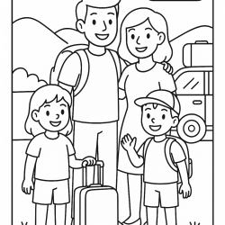 Desenho de Familias para colorir e imprimir: número 5