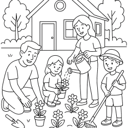 Desenho de Familias para colorir e imprimir: número 9