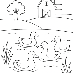 Desenho de Fazenda para colorir e imprimir: número 1