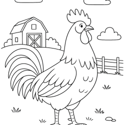 Desenho de Fazenda para colorir e imprimir: número 2