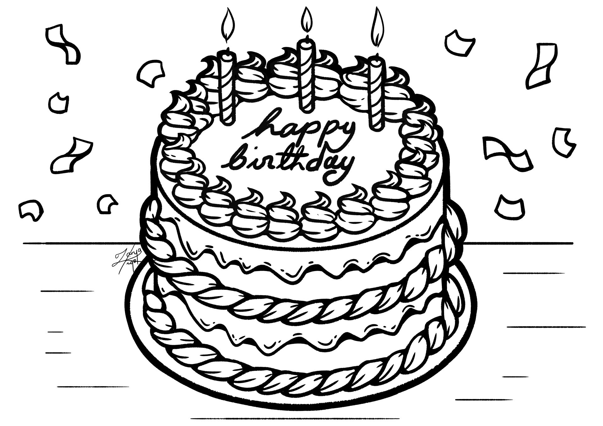Desenho de Feliz Aniversário para colorir e imprimir: número 33
