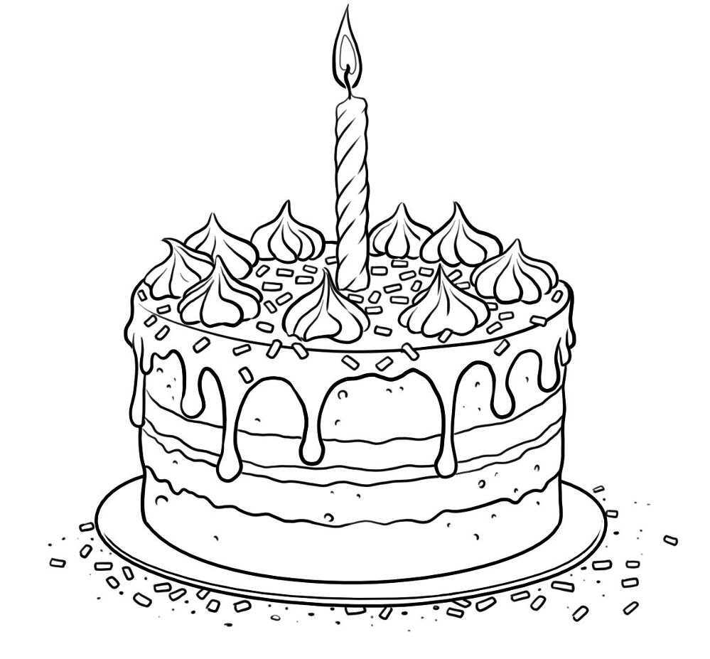 Desenho de Feliz Aniversário para colorir e imprimir: número 34