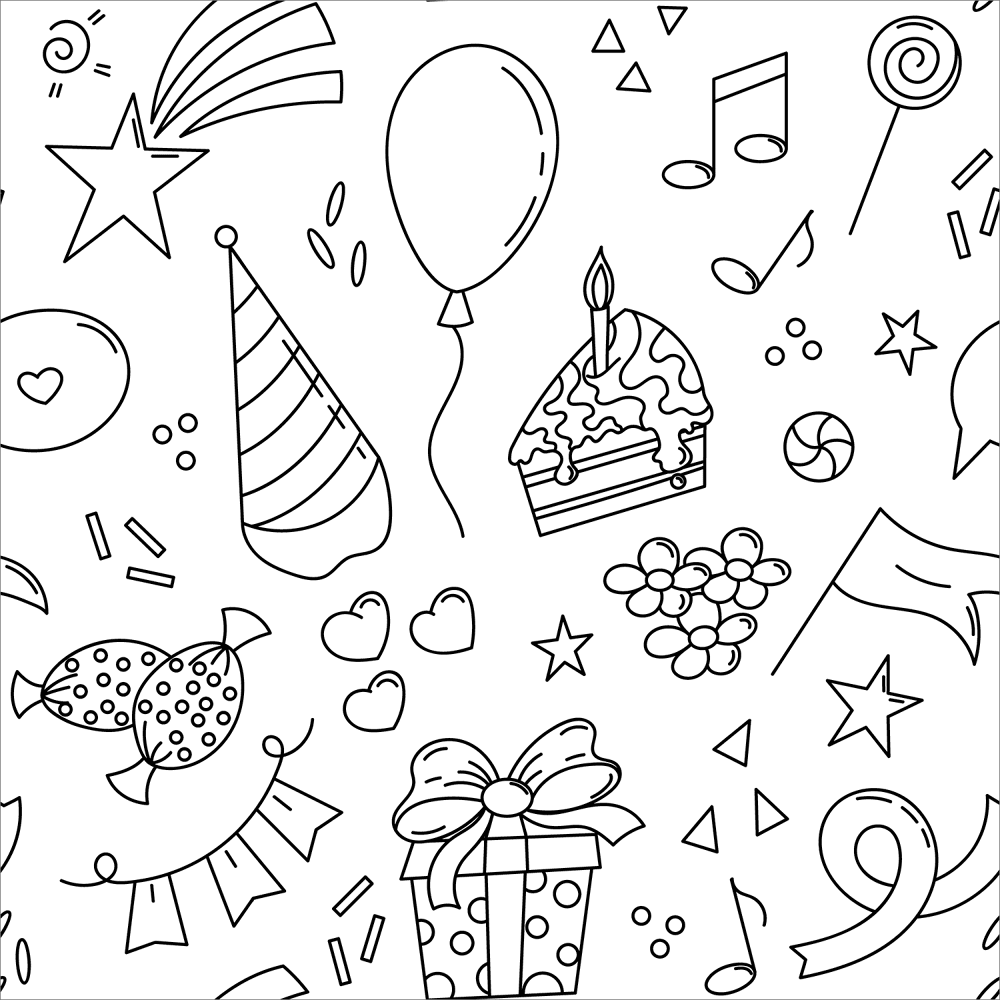 Desenho de Feliz Aniversário para colorir e imprimir: número 41