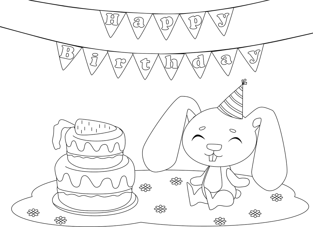 Desenho de Feliz Aniversário para colorir e imprimir: número 44
