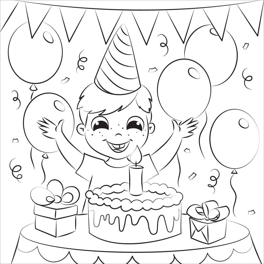 Desenho de Feliz Aniversário para colorir e imprimir: número 46