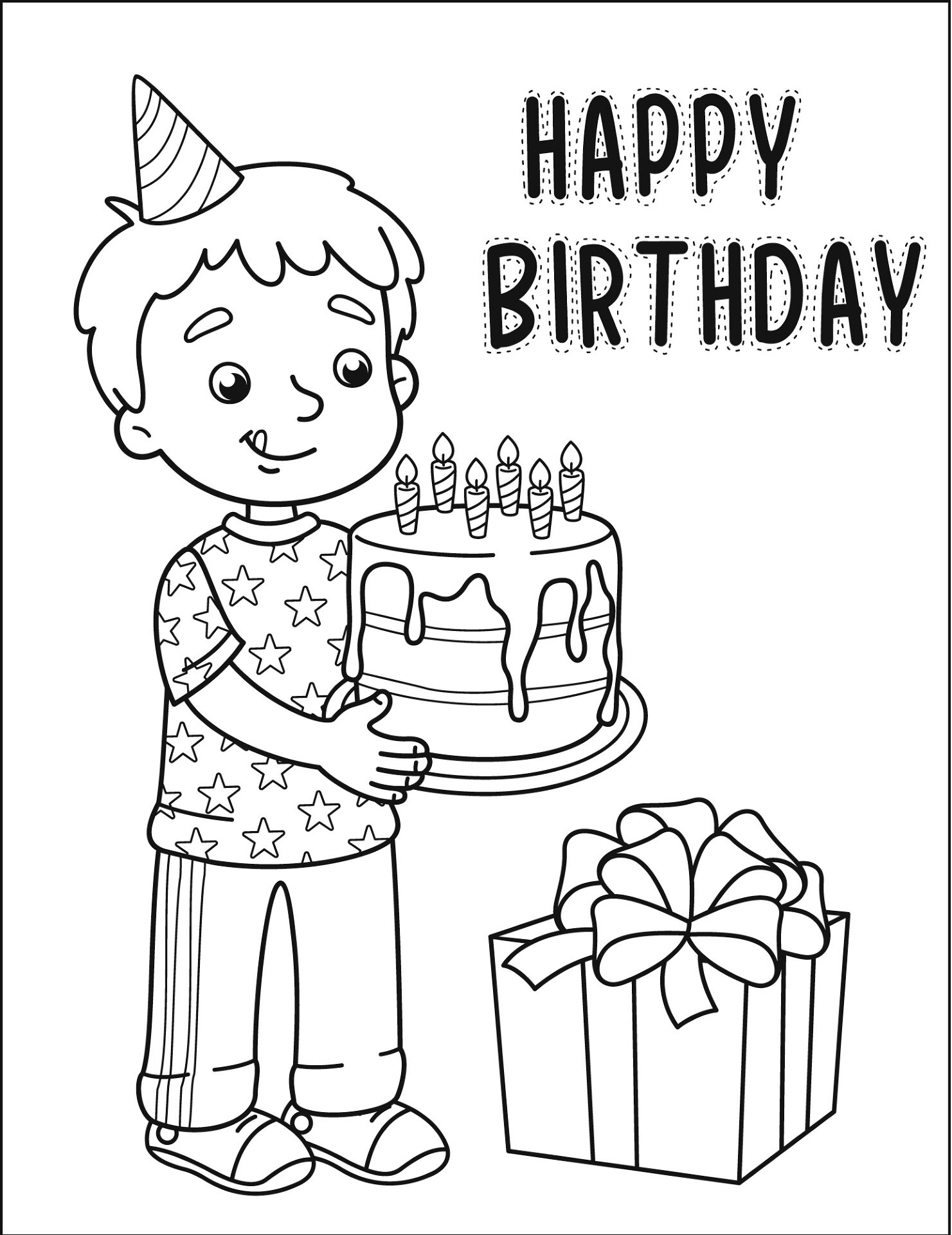 Desenho de Feliz Aniversário para colorir
